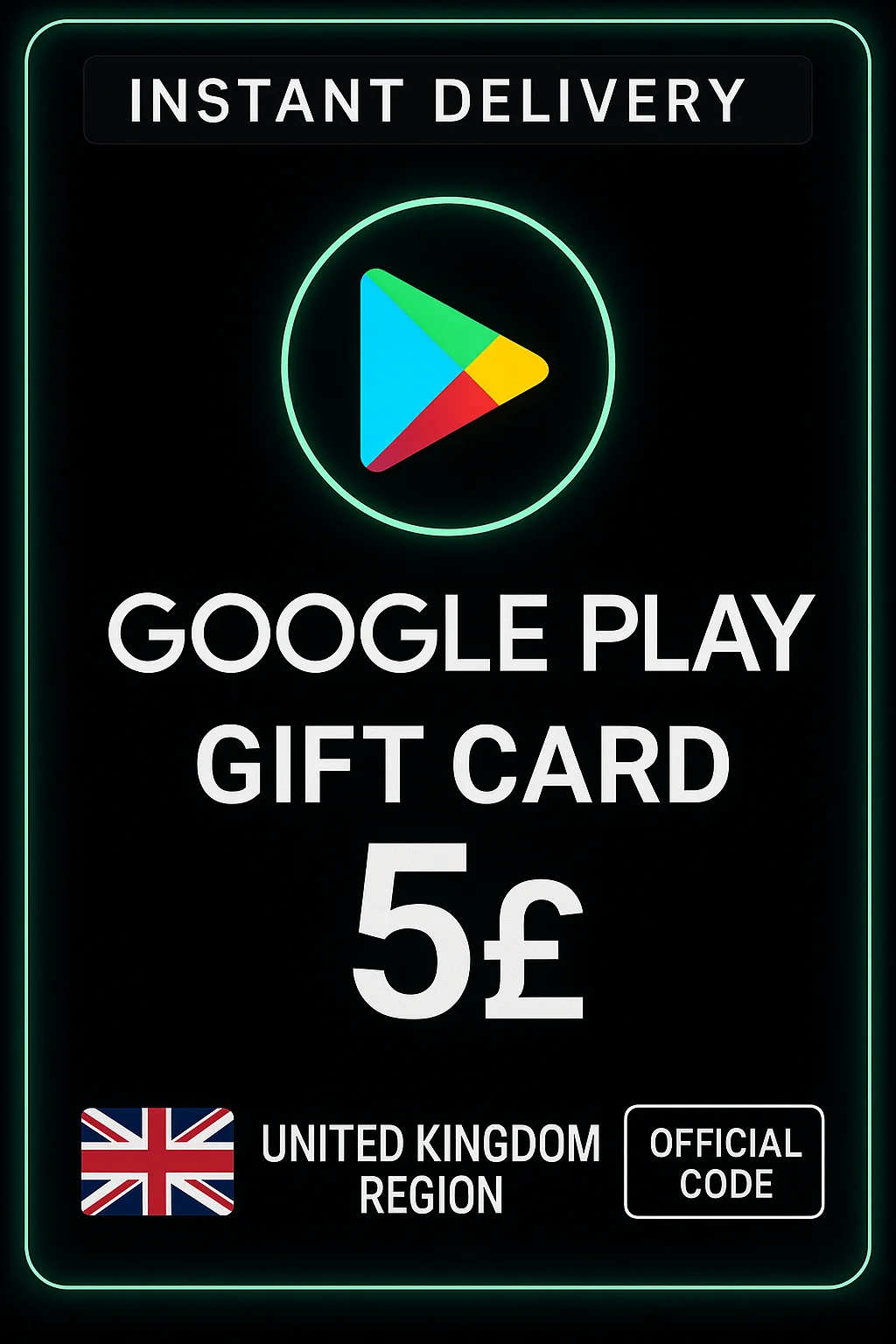 جوجل بلاي Gift Card - United Kingdom UK 5 £ · Google Play