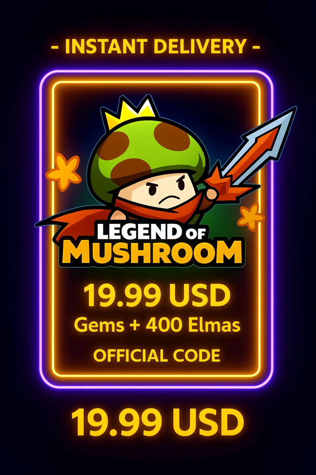 Legend of Mushroom 19.99 USD Gems + 400 Elmas