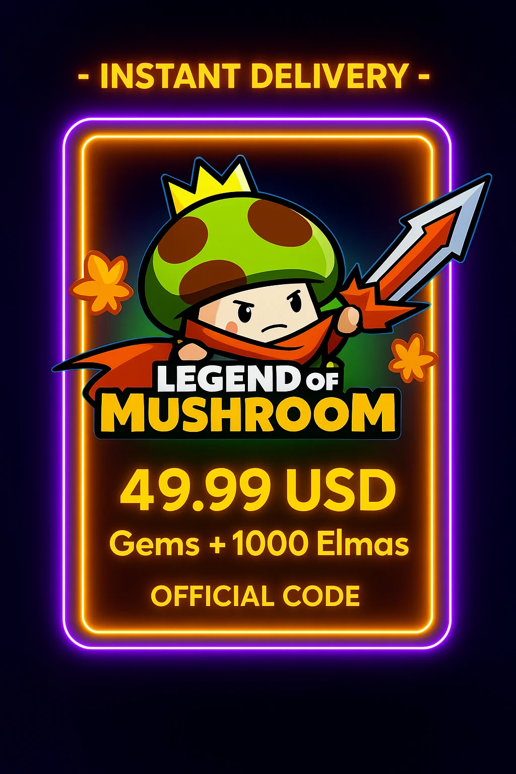 Legend of Mushroom 49.99 USD Gems + 1000 Elmas