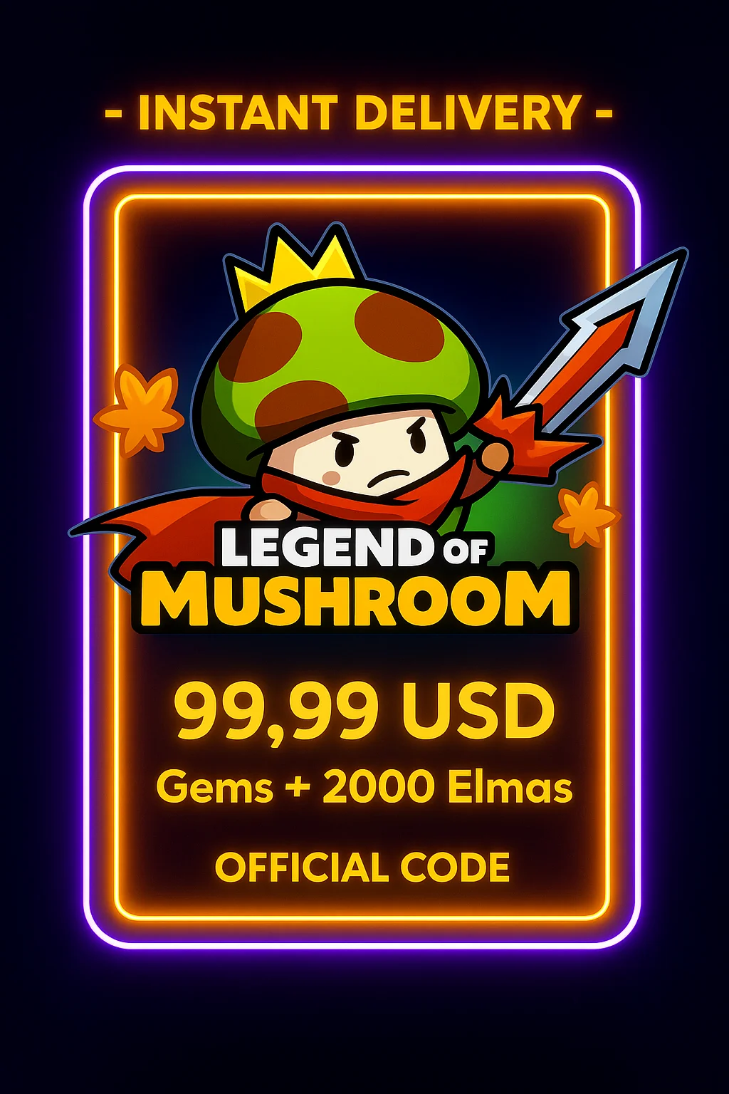 Legend of Mushroom 99.99 USD Gems + 2000 Elmas