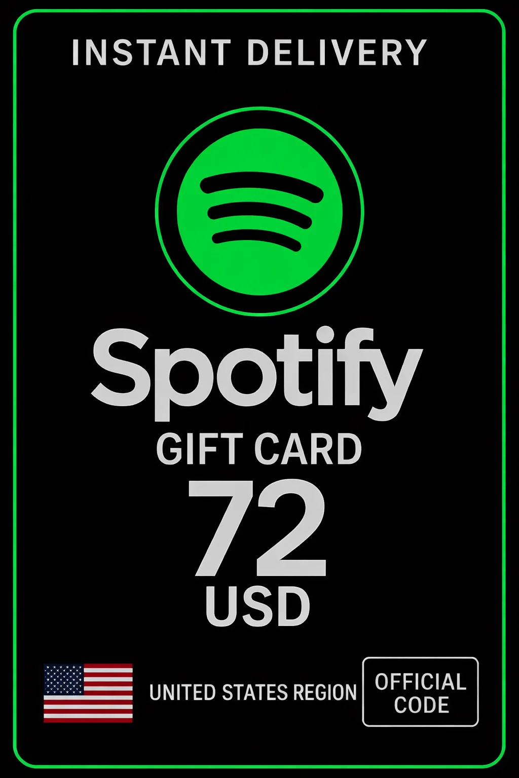 سبوتيفاي Gift Card - 72 Usd · Spotify